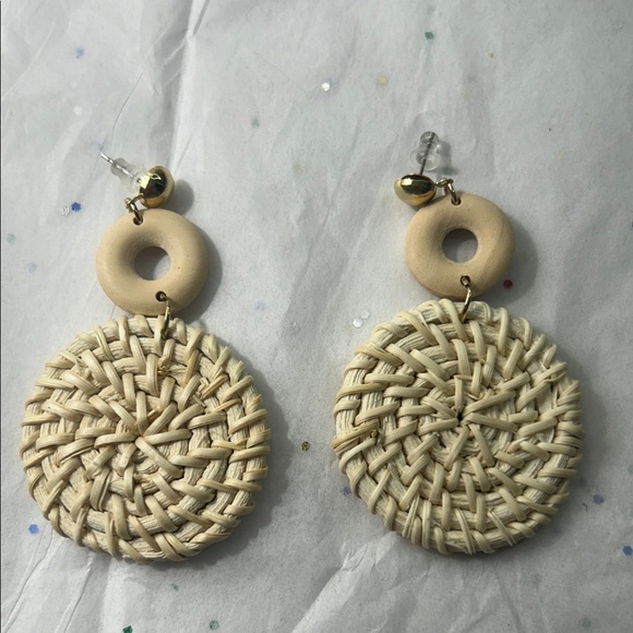 Jewelry - Woven Rattan Circle Earrings